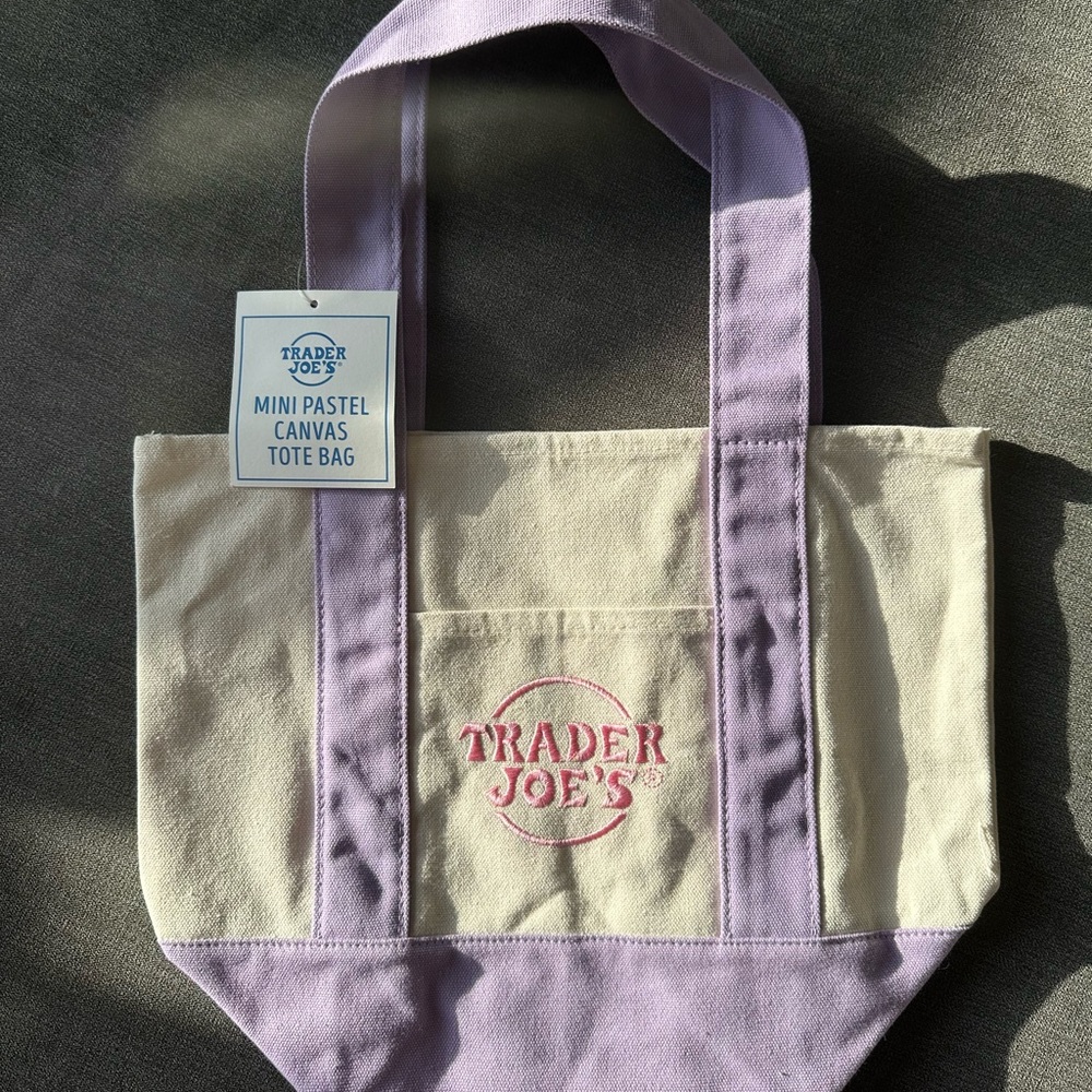 Trader Joe’s Purple/Lilac and Cream Mini Canvas Tote Bag